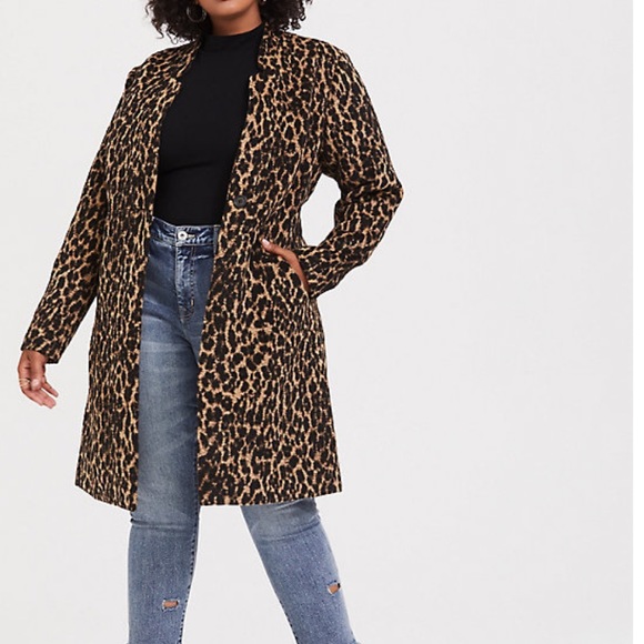 torrid leopard print woolen car coat, Sz. 3X - Picture 2 of 6